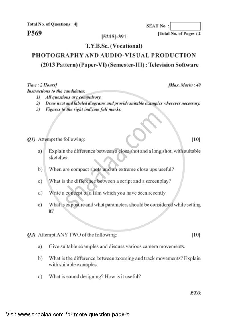 Television Software 2017-2018 Semester 5 (FYBSc) - University of Pune question paper with PDF download