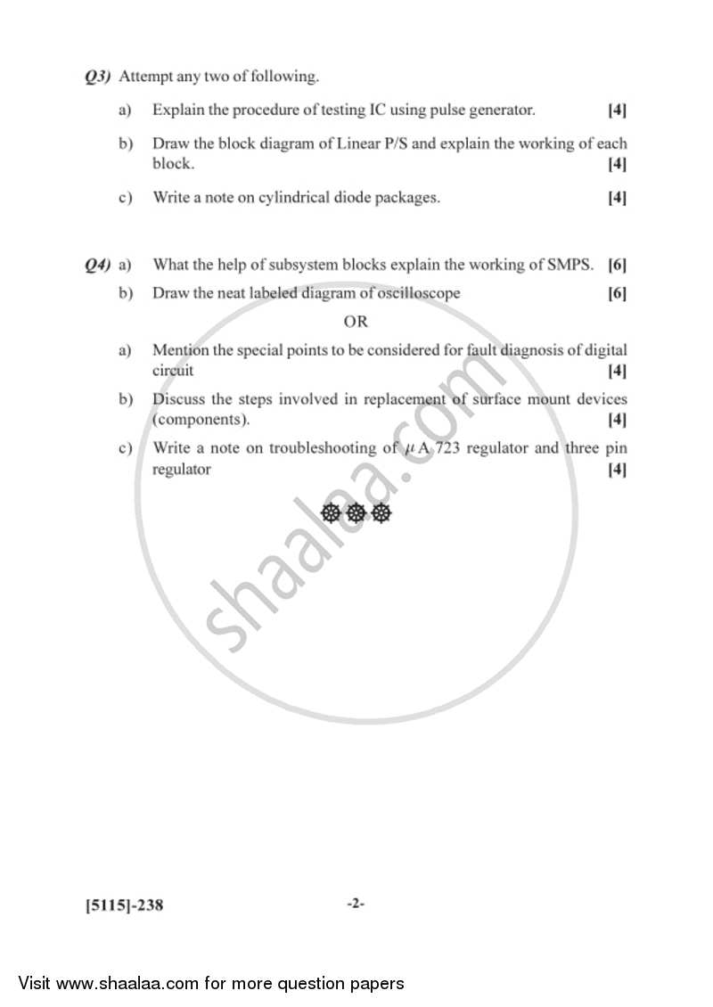 Troubleshooting Electronic Equipment - B 2016-2017 Semester 4 (FYBSc) - University of Pune question paper with PDF download