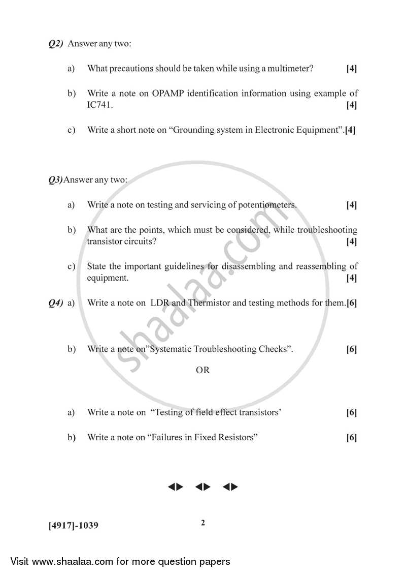 Troubleshooting Electronic Equipment 2015-2016 Semester 3 (FYBSc) - University of Pune question paper with PDF download