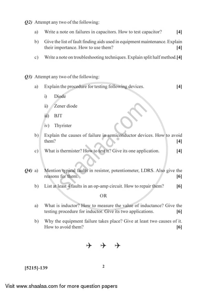 Troubleshooting Electronic Equipment 2017-2018 Semester 3 (FYBSc) - University of Pune question paper with PDF download