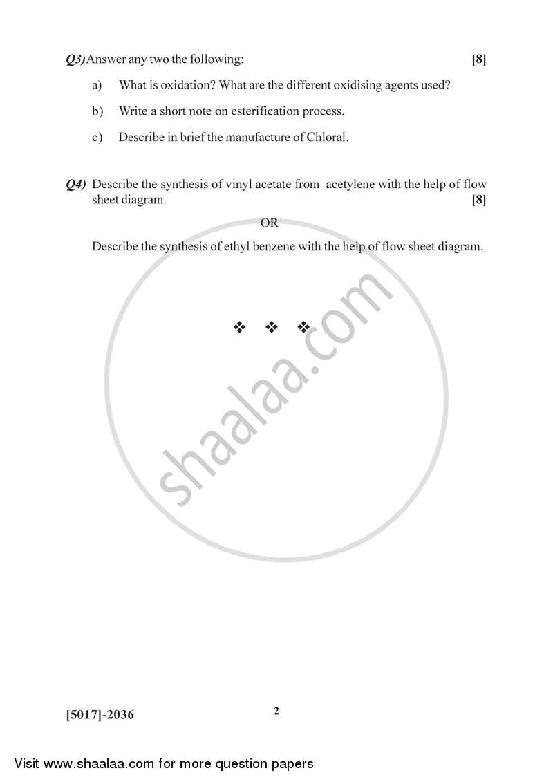 Unit Processes in Organic Chemical Industries 2016-2017 Semester 4 (FYBSc) - University of Pune question paper with PDF download