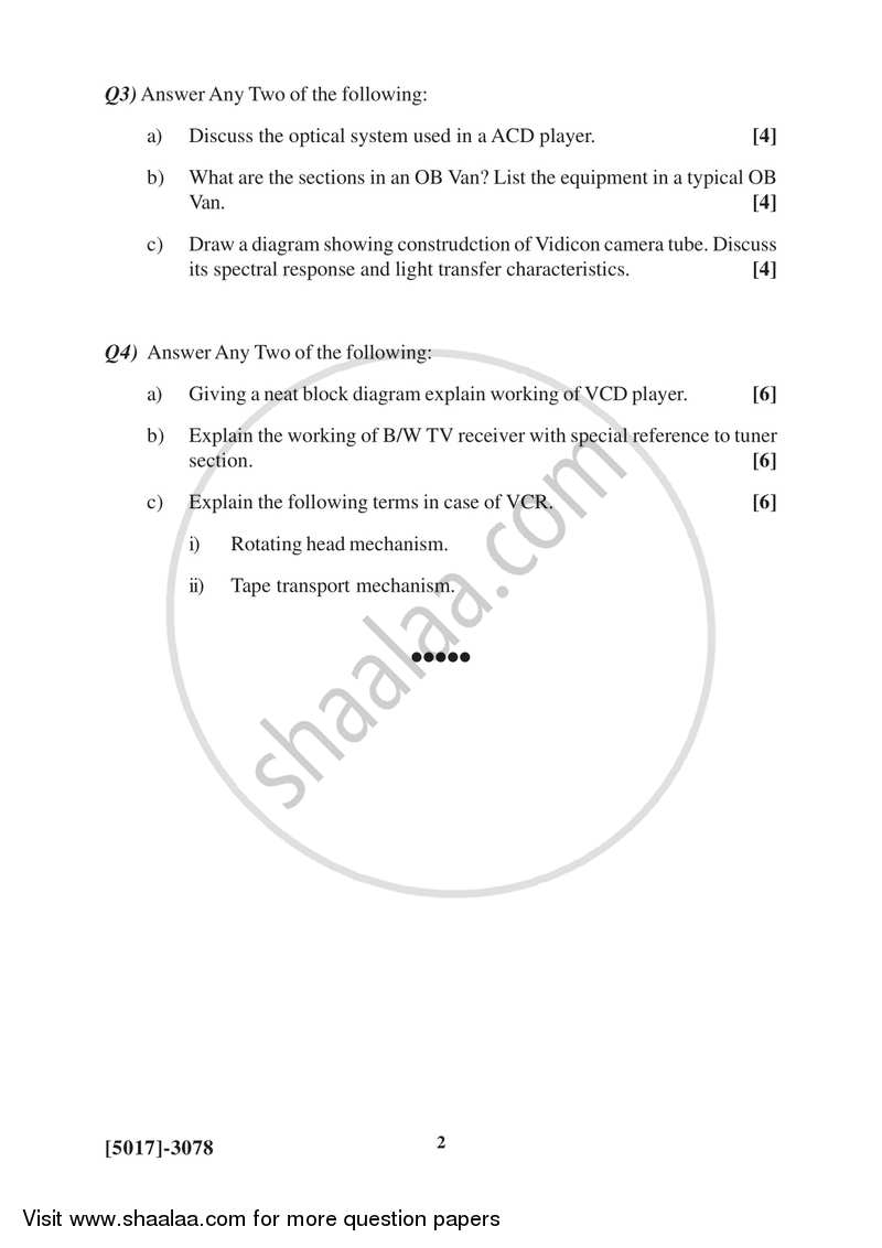 Video Recording and Playback Systems 2016-2017 Semester 5 (FYBSc) - University of Pune question paper with PDF download