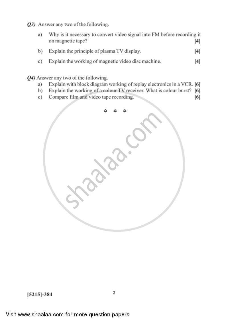 Video Recording and Playback Systems 2017-2018 Semester 5 (FYBSc) - University of Pune question paper with PDF download